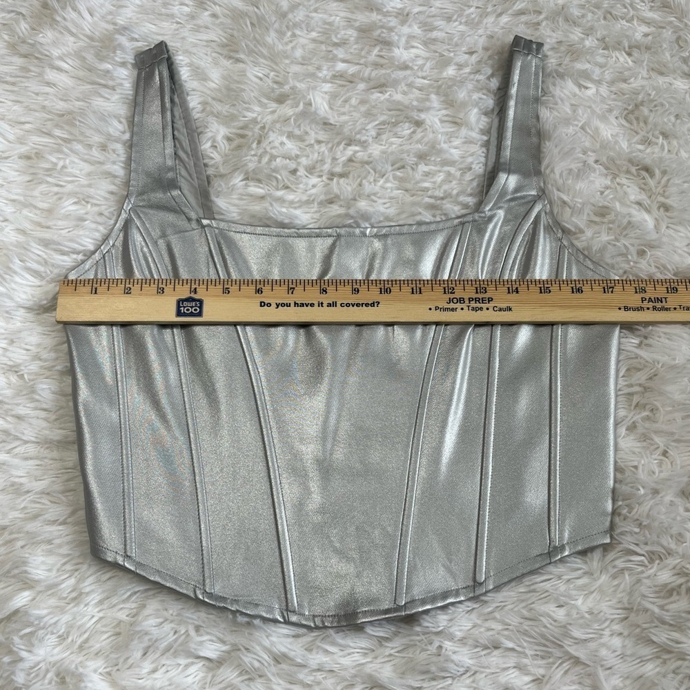 Anthropologie | Maeve | Metallic Silver Corset Tank Top | NWT! - Picture 7 of 9